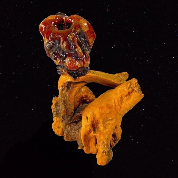 Vintage Apple Tree Carved Figurine Tree Man Women 6”T Signed Shep Driftwood - Picture 9 of 9